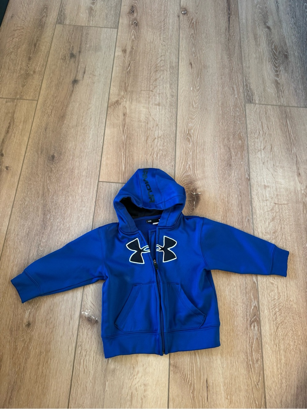 UNDER ARMOUR Cobalt Electric Blue Hoodie Black Writing Jacket 24 months